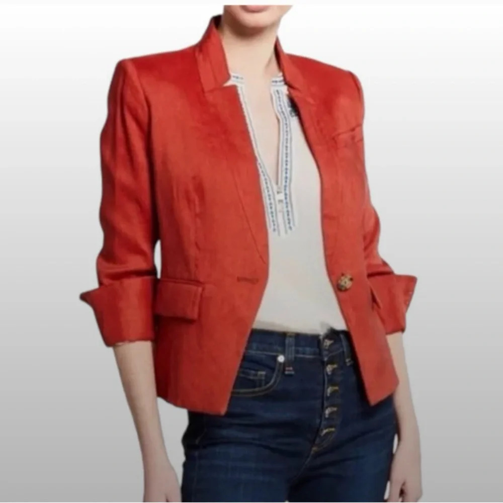 VERONICA BEARD Miles Linen Dickey Jacket | Clay size 2 - Picture 9 of 9